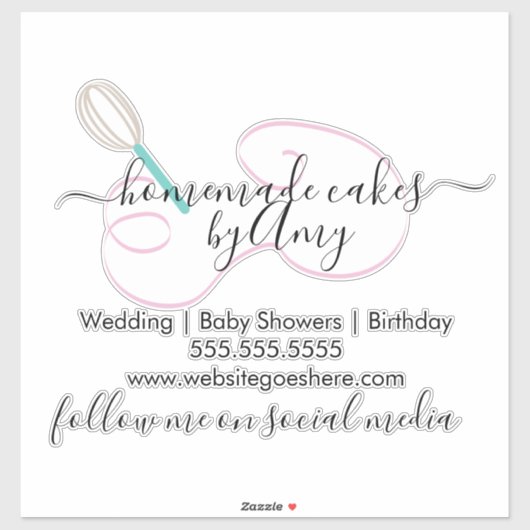 ケーキウィスクハンドドローベーカリービジネスカー シール (シート)