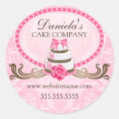 ケーキエレガントとダマスクベーカリーの箱シール ラウンドシール (正面)