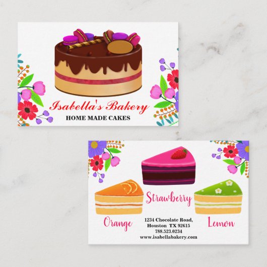 ケーキエレガントと花ベーカリーホームメイドフローラ 名刺 (正面/裏面)