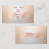 ケーキエレガントフラワーバラ金ゴールドブラシストロークベーカリー 名刺 (正面/裏面)