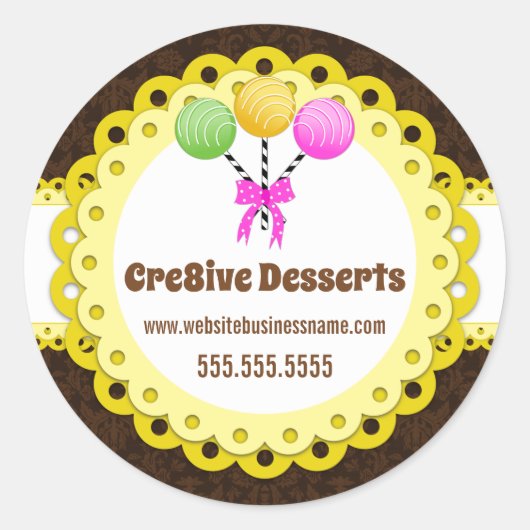 ケーキエレガントポップベーカリー包装シール ラウンドシール (正面)