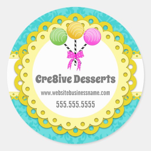 ケーキエレガントポップベーカリー包装シール ラウンドシール (正面)