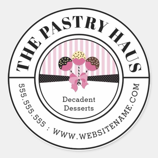 ケーキエレガントポップ曲線文字 ラウンドシール (正面)