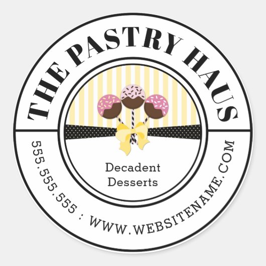 ケーキエレガントポップ曲線文字 ラウンドシール (正面)