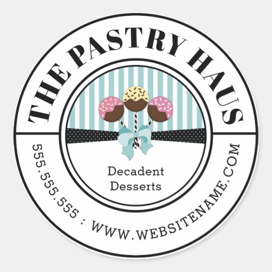 ケーキエレガントポップ曲線文字 ラウンドシール (正面)