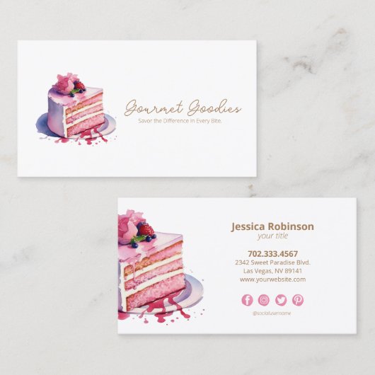ケーキエレガントモダンデザイナー名刺 名刺 (正面/裏面)