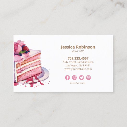 ケーキエレガントモダンデザイナー名刺 名刺 (裏面)