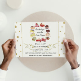 ケーキエレガント誕生日招待状 招待状