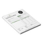 ケーキカップケモダンーキベーカリーセージ緑の注文型枠 ノートパッド (アングル)