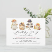 ケーキカラフルカワイエージデザートテーマ誕生日 招待状 (スタンド正面)