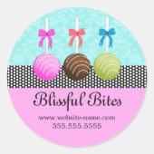 ケーキカラフルポップダマスク ラウンドシール (正面)