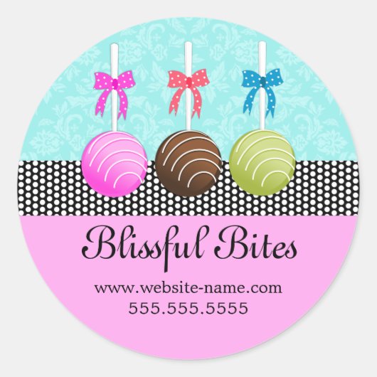 ケーキカラフルポップダマスク ラウンドシール (正面)