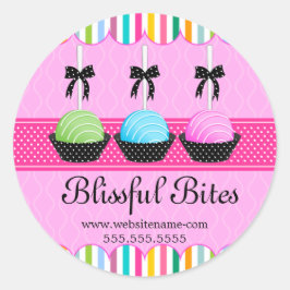 ケーキカラフルポップベーカリーボックスシール ラウンドシール