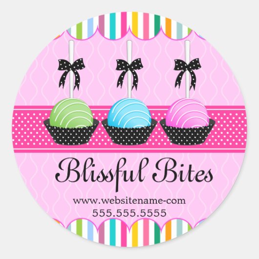 ケーキカラフルポップベーカリーボックスシール ラウンドシール (正面)