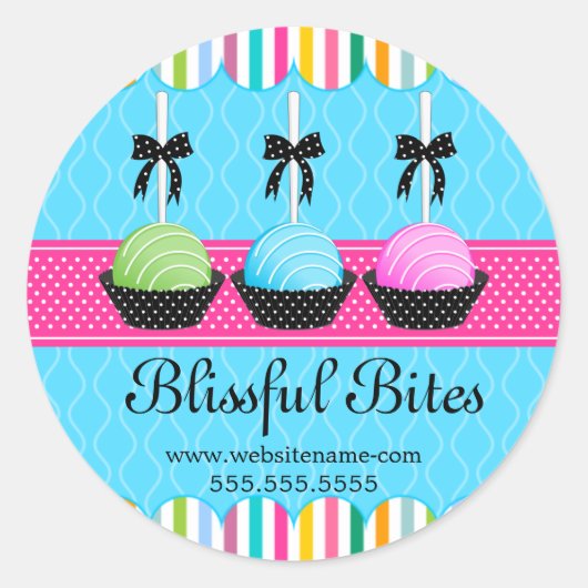 ケーキカラフルポップベーカリーボックスシール ラウンドシール (正面)