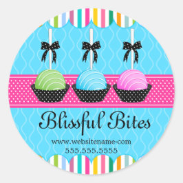 ケーキカラフルポップベーカリーボックスシール ラウンドシール