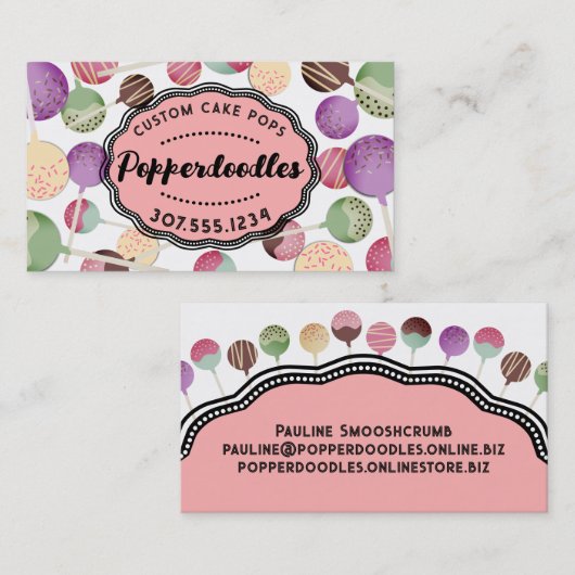 ケーキカラフルポップベーカリー結婚ズイベントベーキング 名刺 (正面/裏面)