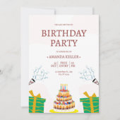 ケーキカラフル誕生日パーティーへの招待 招待状 (正面)