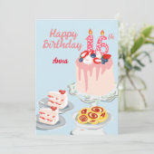 ケーキカーニバル：甘い16歳の誕生日カード 招待状 (スタンド正面)