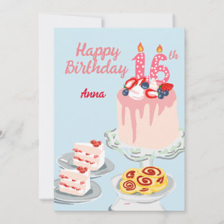 ケーキカーニバル:甘い16歳の誕生日カード 招待状