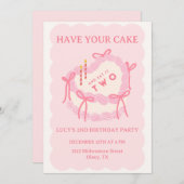 ケーキガーリーを持ち食べて2秒の誕生日 招待状 (正面/裏面)