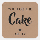 ケーキギフトラベル、ケーキポップ・アートのラベル、クラフト スクエアシール (正面)