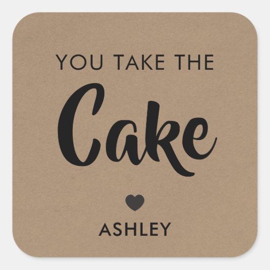 ケーキギフトラベル、ケーキポップ・アートのラベル、クラフト スクエアシール (正面)