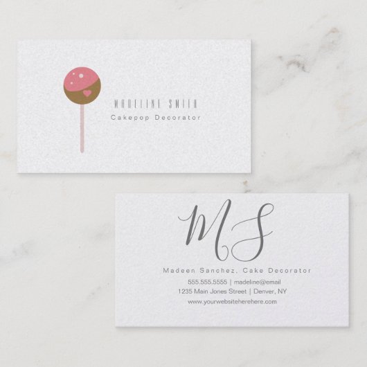 ケーキクッキポップ・アートのーベーキングケーキデコレータ  名刺 (正面/裏面)