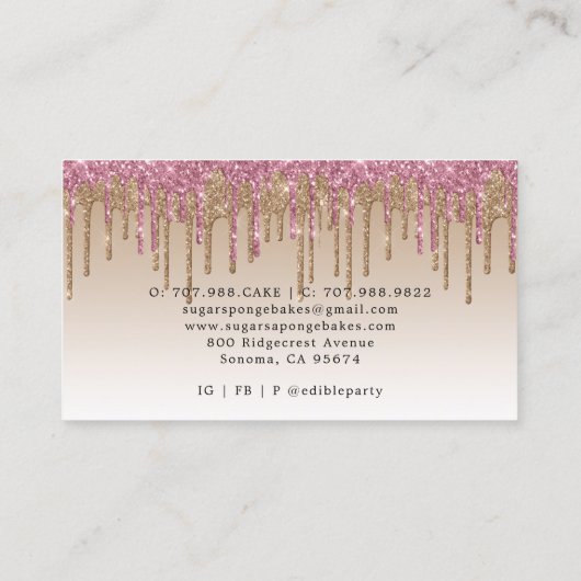 ケーキクッキーカップケーキペストリーシェフグリッター 名刺 (裏面)