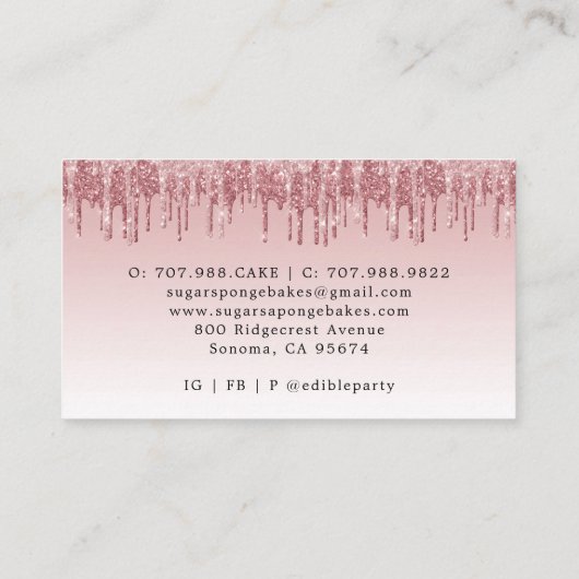 ケーキクッキーカップケーキペストリーシェフバラ金ゴールドグリッター 名刺 (裏面)