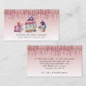 ケーキクッキーカップケーキペストリーシェフバラ金ゴールドグリッター 名刺 (正面/裏面)