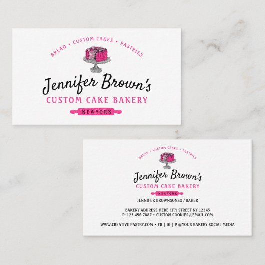 ケーキケータリングベーカリーパストリーシェフ 名刺 (正面/裏面)