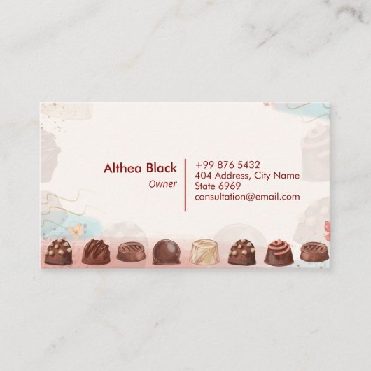 ケーキショップ事業 | チョコレートケーキスケッチ 名刺 (正面)