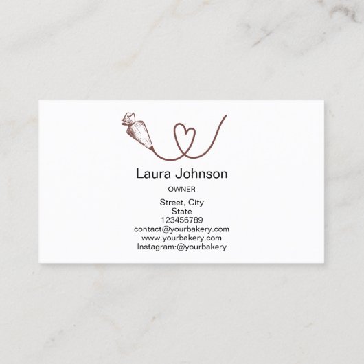 ケーキスイーツカップケーキベーカリー自筆証書ハート 名刺 (裏面)