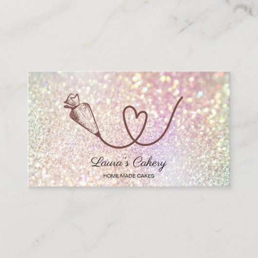 ケーキスイーツカップケーキベーカリー自筆証書ハート 名刺 (正面)