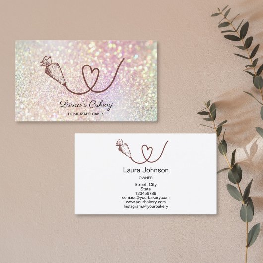 ケーキスイーツカップケーキベーカリー自筆証書ハート 名刺