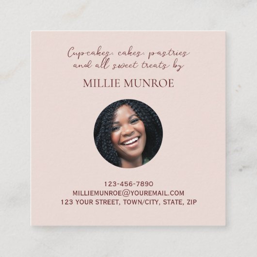 ケーキスイーツデザートベーカリー スクエア名刺 (裏面)