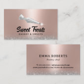 ケーキスイーツペストリー配管バッグロゴカップケーキベーカリー 名刺 (正面/裏面)