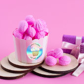 ケーキスイートカップケーキホームビーガンベーカリーブルー金ゴールド ラウンドシール