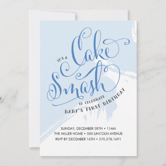 ケーキスマッシュ誕生日招待状、ボーイカード 招待状 (正面)