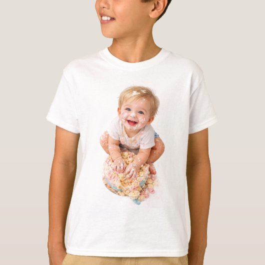 ケーキスマッシュ ベビー 1歳 誕生日Tシャツ Tシャツ (正面)