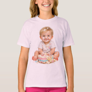 ケーキスマッシュ ベビー 1歳 誕生日Tシャツ Tシャツ