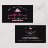 ケーキスライスおいしいペストリーベーカリーチーズケーキブラック 名刺 (正面/裏面)