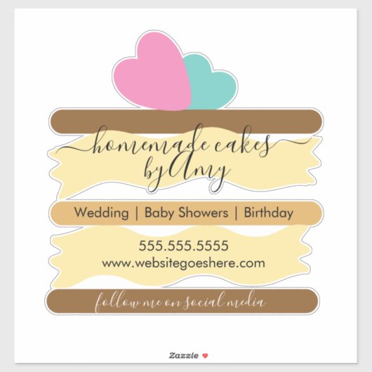 ケーキスライスロゴベーカリービジネスカーデカール シール (シート)