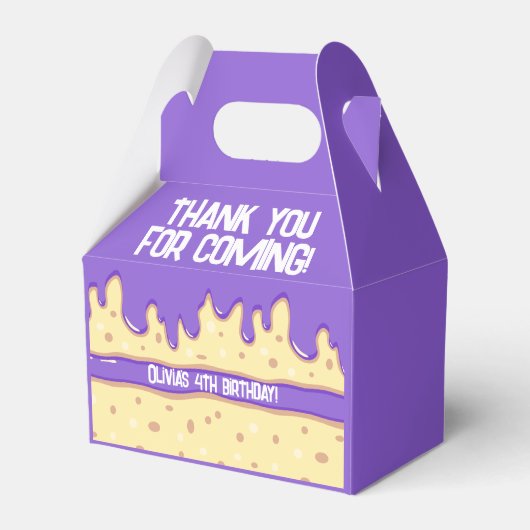 ケーキスライス漫画の甘い子供の誕生日パーティー フェイバーボックス (正面サイド)