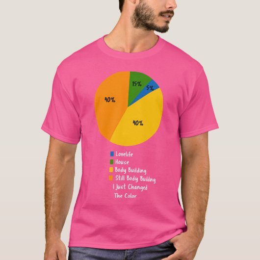 ケーキチャートでのライフおもしろい体建物愛好家 Tシャツ (正面)