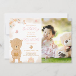 ケーキテディ誕生日招待状と写真 招待状