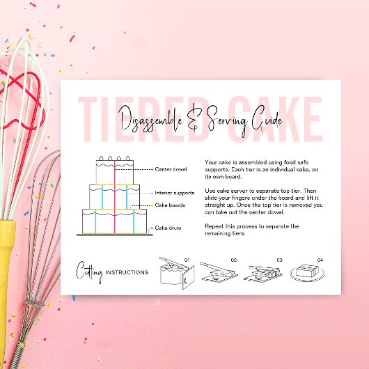 ケーキディスアセンブル&サービングガイド赤面ピンクベーカリー サンキューカード
