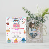 ケーキデコレーション誕生日パーティー、子供の料理 招待状 (スタンド正面)