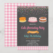 ケーキデコレーション パーティー ご招待 招待状 (正面/裏面)